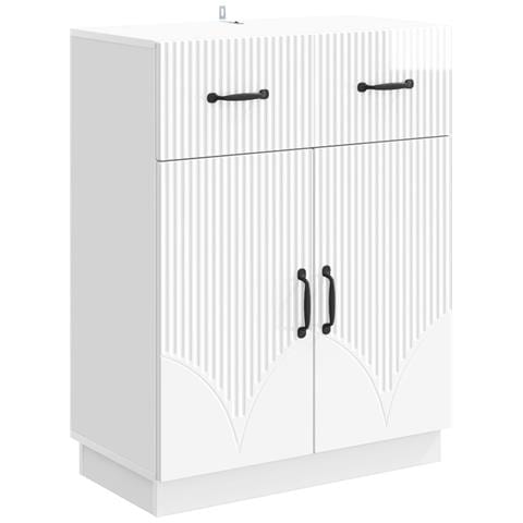 Credenza Bianco Lucido 66 x 34,5 x 87 cm Legno ingegnerizzato - Foto 1