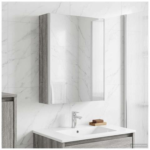 Mobiletto per specchio da bagno Grigio Sonoma - Foto 2