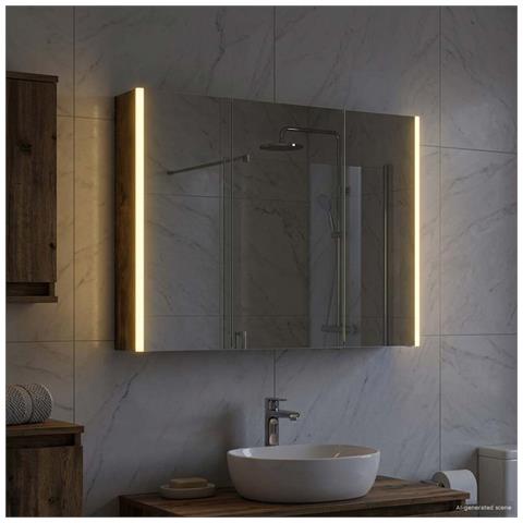 Mobiletto per specchio da bagno Rovere fumé - Foto 2