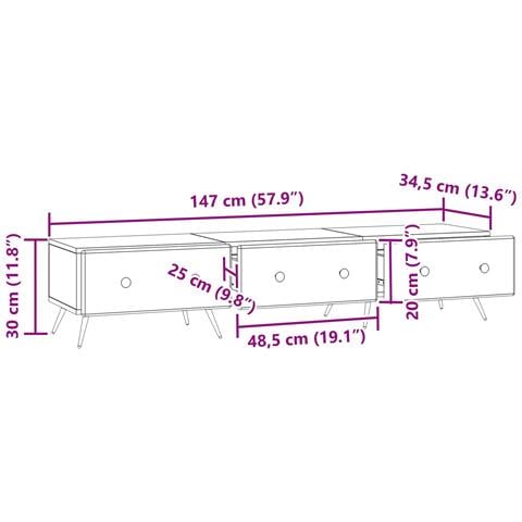 Mobile TV Legno antico 147 x 34,5 x 30 cm Legno ingegnerizzato - Foto 9