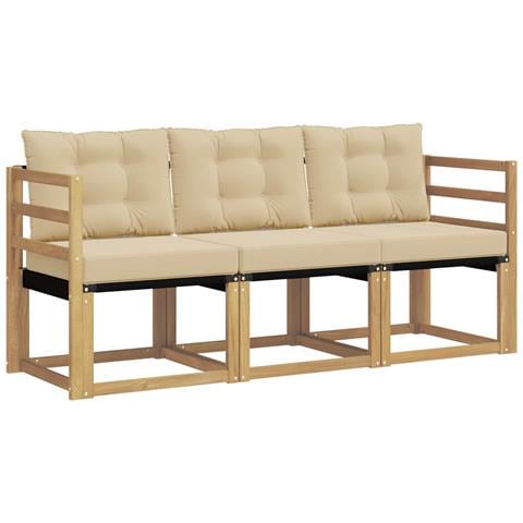 Set di divani da esterno con cuscino 3 pcs Bianco e Beige - Foto 1