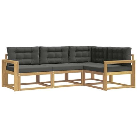 Set di divani da esterno 3 pcs Bianco e Antracite Poliestere - Foto 1
