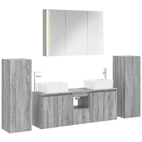 Set di mobili per il bagno 6 pcs Sonoma grigio - Foto 1