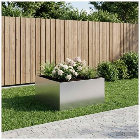 Vaso da giardino Argento 60 x 60 x 40 cm Acciaio Inox - Foto 2