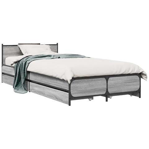 Struttura letto con testata con ruota Sonoma grigio 80 x 200 cm - Foto 1