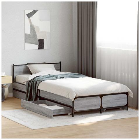 Struttura letto con testata con ruota Sonoma grigio 80 x 200 cm - Foto 2