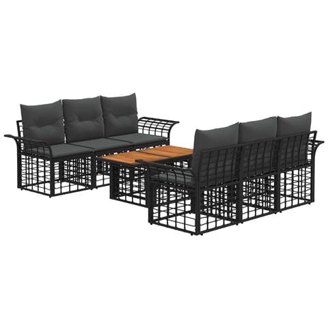 Set Divano da Giardino 7 pz Nero e Grigio scuro polyrattan - Foto 1