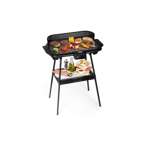 112247 BBQ griglia Barbecue elettrica con gambe e ripiani 47 x 28 cm potenza 2000 Watt - Foto 2