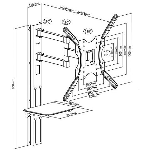 Supporto Per Televisore Con Mensola 2342 '' Peso Massimo 30 Kg (mc772)  - Foto 3