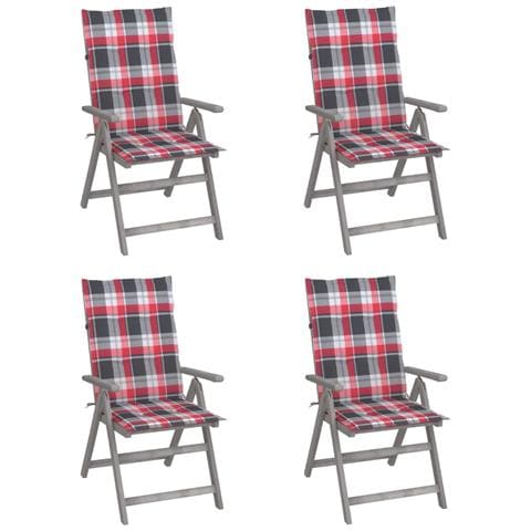 Sedie da Giardino Reclinabili 4 pz con Cuscini Massello Acacia - Foto 1