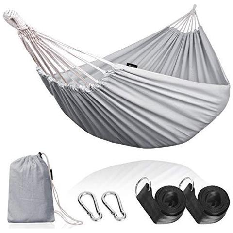 Cotone Esterno Amaca Multipli 210 X 150 Cm Capacit Di Carico Fino A 200 Kg Portatile Con Il Sacchetto Di Trasporto Per Il Patio Yard Garden - Foto 1