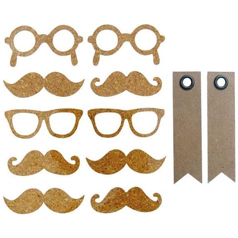 10 Adesivi In Sughero - Baffi + 20 Etichette Kraft Con Gagliardetto - Foto 1