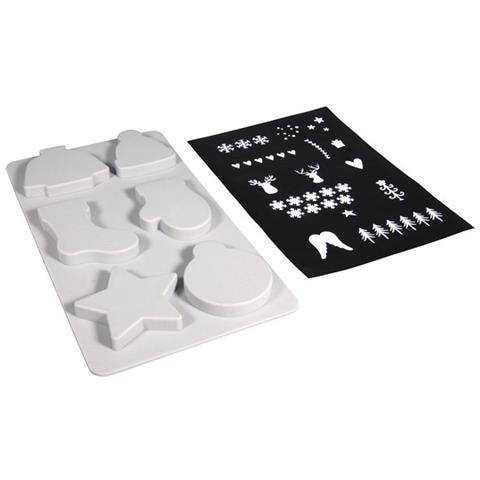 Stampo In Silicone 6 Sagome Natalizie + Stencil A5 - Foto 2