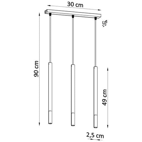 Lampada A Sospensione Mozaica 3l Sollux Cromato 1000x300x80 Mm Acciaio - Foto 1