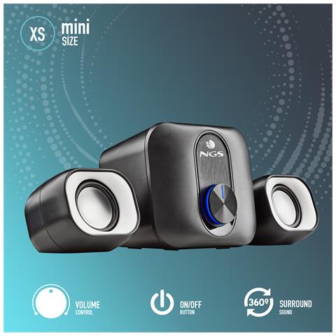 Sistema Audio Mini Stereo Multimediale Comet 2.1 Canali con Subwoofer Potenza 20 W USB - Nero / Bianco - Foto 5