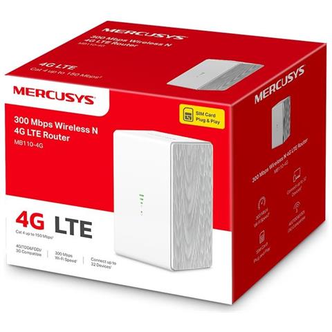 Router Wireless MB110-4G Singola (2.4 GHz) 300 Mbit /s 2x Gigabit Ethernet Colore Bianco - Foto 7