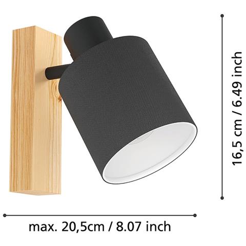 Applique Industrial Batallas 1 Luce Legno Marrone E Nero - Foto 3