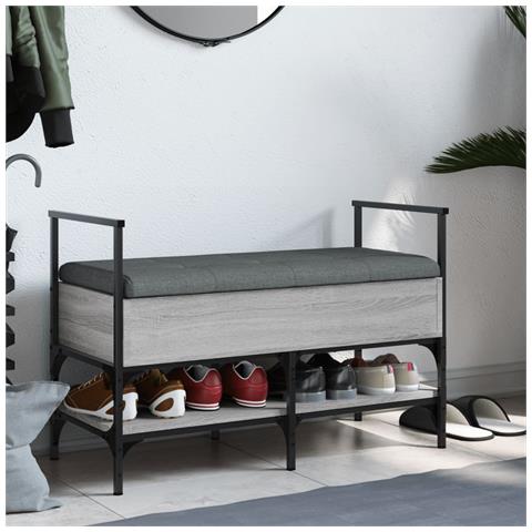 Panca Porta Scarpe Grigio Sonoma 85,5x42x57,5 Cm - Foto 3
