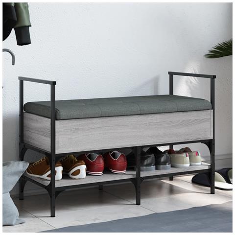 Panca Porta Scarpe Grigio Sonoma 85,5x42x57,5 Cm - Foto 1