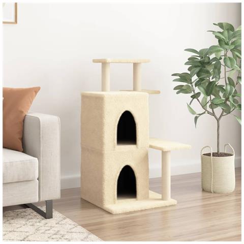 Albero Per Gatti Con Tiragraffi In Sisal Crema 97 Cm - Foto 2