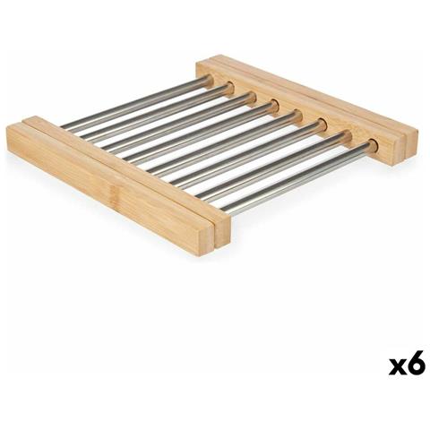 Sottopentola Argentato Metallo Bambù 36,4 X 2,2 X 21,3 Cm (6 Unità) - Foto 1