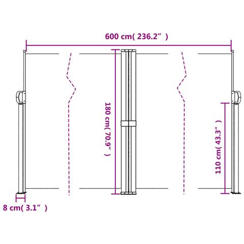 Tenda da Sole Laterale Retrattile Nera 180x600 cm - Foto 2