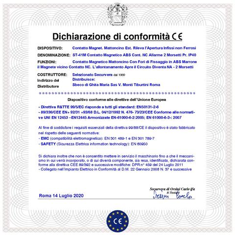 Rilevatore Magnetico Esterno 10 Pezzi Allarme Contatto Reed Uscita Nc Infissi Non Ferrosi Sensibilità Magnetica 13 Mm - Foto 2