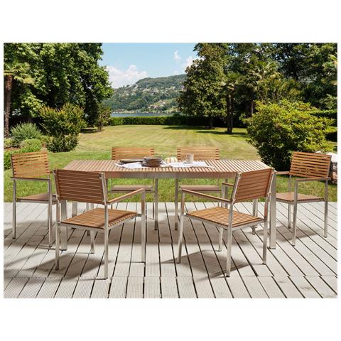 Set Da Giardino 6 Posti Legno Chiaro Di Teak Viareggio Ii - Foto 1