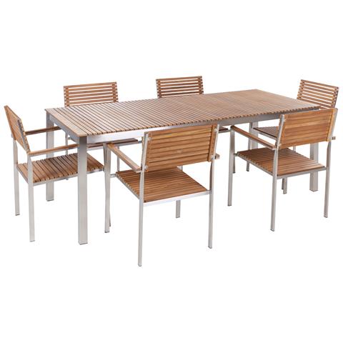 Set Da Giardino 6 Posti Legno Chiaro Di Teak Viareggio Ii - Foto 2