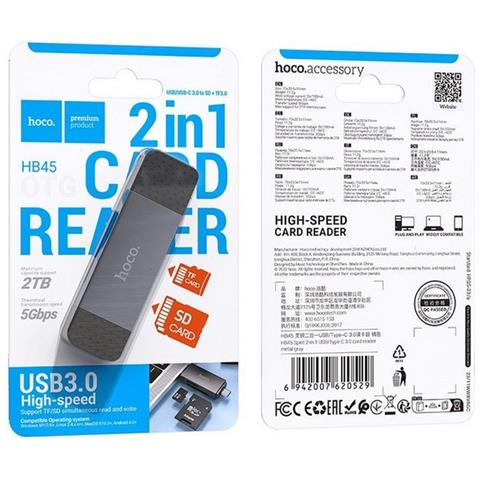 Multiporta Lettore Schede Sd E Microsd Hb45 Otg Con Connettore Usb - Usb-c 3.0 Grey Otg Smart - Foto 5