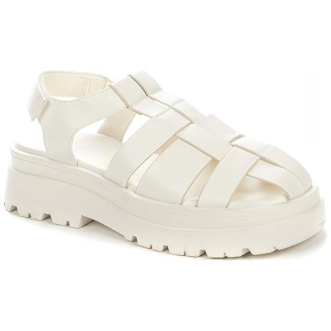 White Casual Open Sandals Sandali Sintetico E Tessile Scarpe Donna Bianco Eu 39, 937018/02-02 - Foto 1