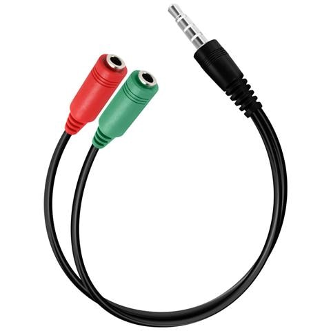Adattatore Audio Jack Trrs Da 3,5 Mm A Doppio Jack - Cuffie/microfono, Nero - Foto 1