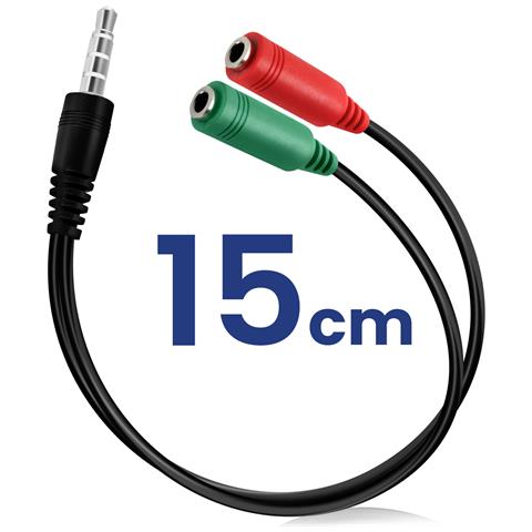 Adattatore Audio Jack Trrs Da 3,5 Mm A Doppio Jack - Cuffie/microfono, Nero - Foto 5