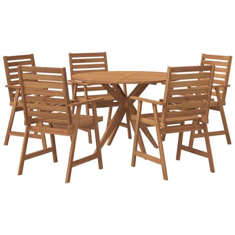 Set da Pranzo per Giardino 6 pz in Legno Massello di Acacia - Foto 1