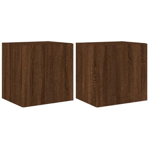 Mobili TV a Parete con Luci LED 2pz Rovere Marrone 40,5x35x40cm - Foto 1