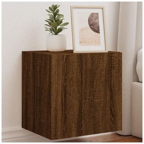 Mobili TV a Parete con Luci LED 2pz Rovere Marrone 40,5x35x40cm - Foto 10