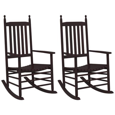 Sedie A Dondolo Sedute Curve 2 Pz Marroni Legno Massello Pioppo - Foto 2