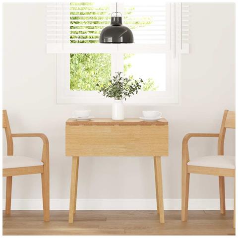 Tavolo Da Pranzo Naturale In Legno Massello Di Hevea - Foto 10