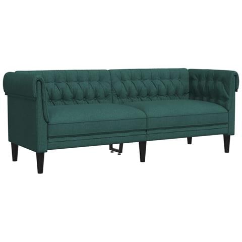 Divano Chesterfield A 3 Posti Verde Scuro In Tessuto - Foto 2