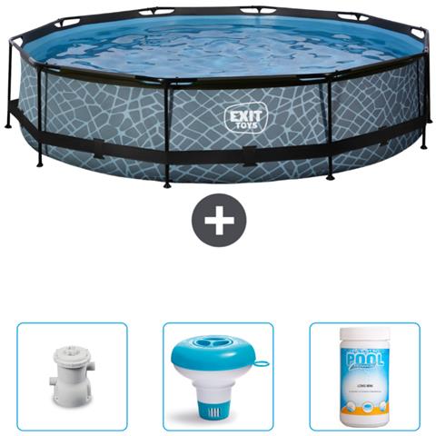 Piscina Fuori Terra - In Giro - 360x360x76 Cm - Grigio - Include Accessori Coordinati Cb89 - Foto 1