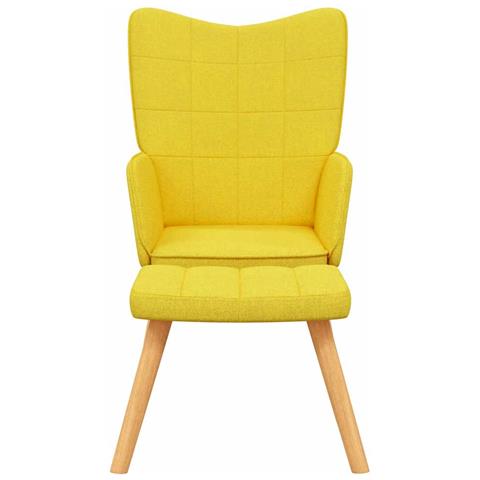 Lusso Casadino - Poltrona Relax Con Poggiapiedi Giallo Senape In Tessuto - Foto 2