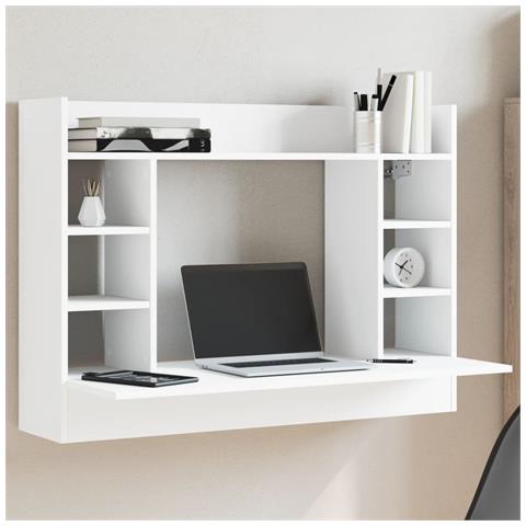 Scrivania A Parete Bianca 105x48x75 Cm In Legno Multistrato - Foto 7