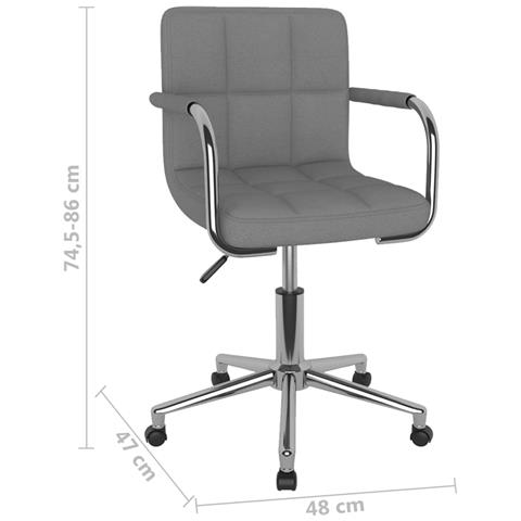 Sedia Da Pranzo Girevole Grigio Chiaro In Tessuto - Foto 8