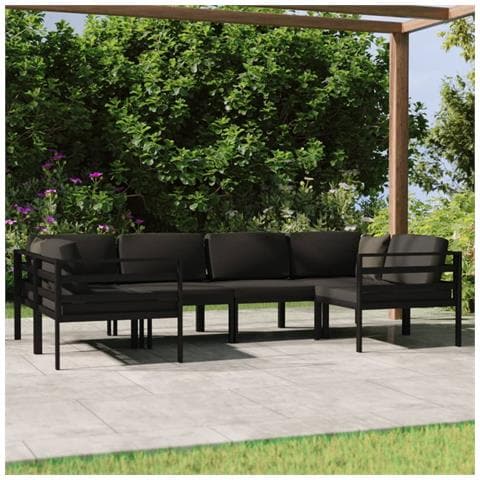 Lusso Casadino - Set Divani Da Giardino 6 Pz Con Cuscini In Alluminio Antracite - Foto 8