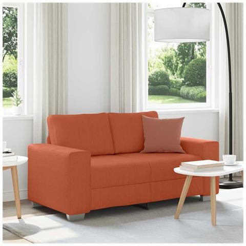 Divano Divanetto Rosso Arancione 120 cm Tessuto Velluto a Coste - Foto 2