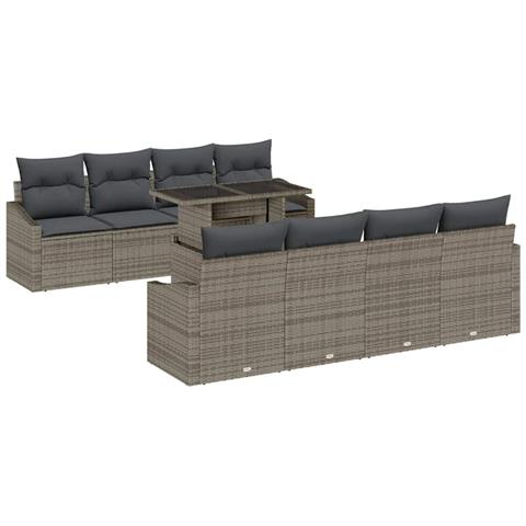 Set di Sofà da Giardino 7 Pezzi con Cuscini Grigio Polirattan - Foto 1