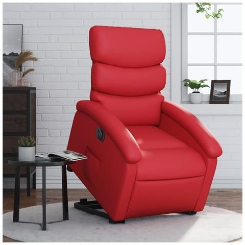 Poltrona Alzapersona Reclinabile Elettrica Rossa in Similpelle - Foto 2