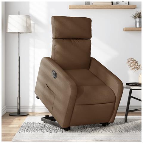 Poltrona Alzapersona Reclinabile Elettrica Marrone Tessuto - Foto 2