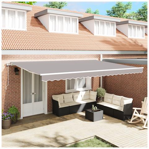 Tenda Retrattile Automatica Grigio Chiaro 500x350 cm, Tessuto di Ricambio per Tenda  per Struttura 5x3.5 m Grigio Chiaro - Foto 2