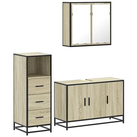 Set Mobili da Bagno 3 pz Rovere Sonoma in Legno Multistrato - Foto 1